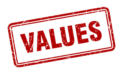 values stamp. square grunge sign on white background