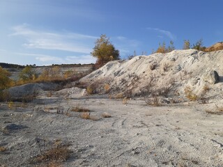 sheer mountain in the Volskiy Cretaceous quarry, Saratov region, Russia
