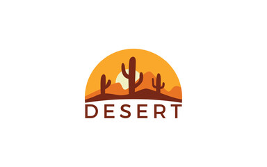 Fototapeta na wymiar Illustration of desert cover in a semicircle with orange theme