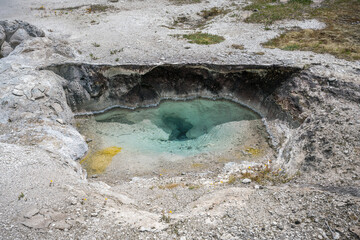 hydrothermal areas of biscuit basin in yellowstone national park, wyoming in the usa