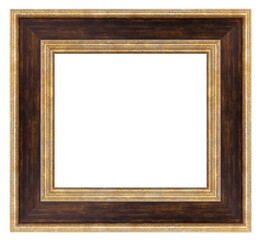Old vintage golden and brown frame isolated on a white background