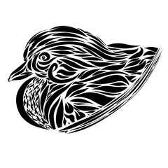 duck drawn with black smooth lines on a white background