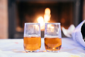 Two glasses with wine or 
