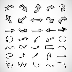 Vector set of hand-drawn arrows, elements for presentation
