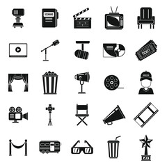 Stage director chair icons set. Simple set of stage director chair vector icons for web design on white background © anatolir