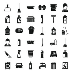 Home cleaning services icons set. Simple set of home cleaning services vector icons for web design on white background