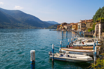 Fototapeta na wymiar View of Monte Isola, Iseo Lake, Brescia province, Lombardy, Italy.