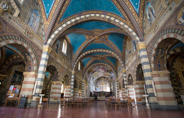 The inner of St. Colombano Abbey in Bobbio, Piacenza province, Emilia-Romagna. Italy