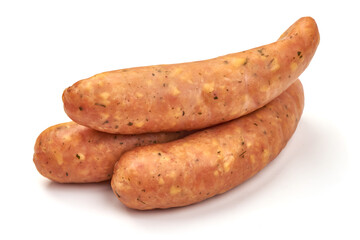 German bratwurst sausages, isolated on white background