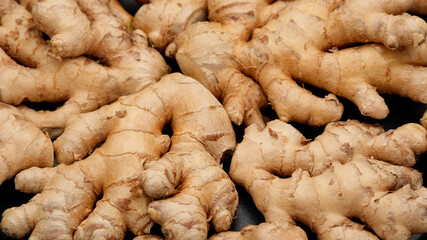 whole ginger root on close up