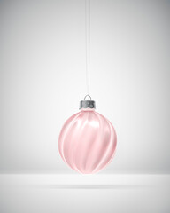 Pink glossy twisted ribbed Christmas ball
