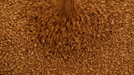 instant coffee pouring close up