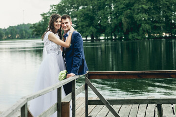 newlyweds on the bridge