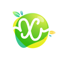 Vector green eco letter X logo.