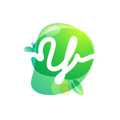 Vector green eco letter Y logo.