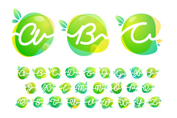 Vector green eco alphabet.