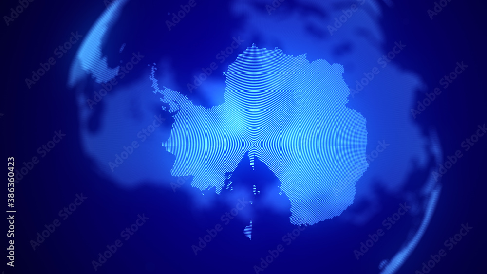 Poster Global network connection. Blue futuristic world map. Concept of planet Earth. 3D rendering.