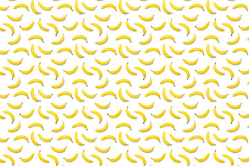 Bananas creative background. pop art bananas background. Tropical abstract background with banana. Colorful fruit yellow banana