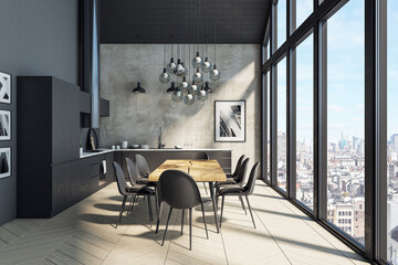 Modern kitchen interior with furniture