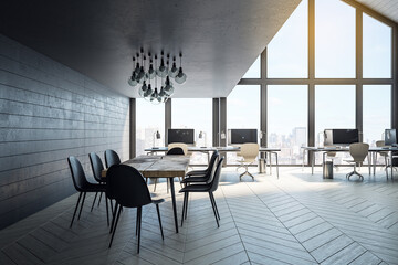 Minimalistic coworking office hall