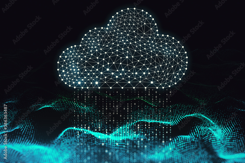Aufkleber creative glowing polygonal binary code cloud raining