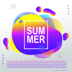 Summer bright party poster wiht colorful liquid form. Club night flyer. Abstract gradients fluid dynamic shapes template backgrounds for cover, sale, banner.