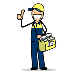 Postbote mit Mundschutz bei kontaktloser Zustellung