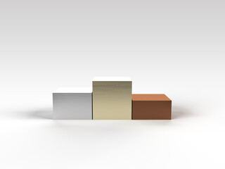 1位2位3位の表彰台 ホワイトキューブの3dcg表彰台のイラスト Wall Mural Rollingcat
