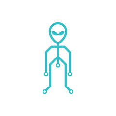 Tech Alien logo design vector Illustration, Alien design template