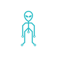 Tech Alien logo design vector Illustration, Alien design template