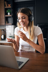 Attractive women having online conversation