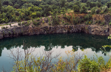 Flooded iron ore quarry