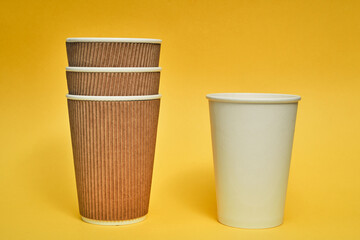 Paper cup. Recycling. Eco-friendly disposable tableware. Eco dishes