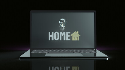 home wood toy and Light bulb  on notebook for property content 3d rendering..