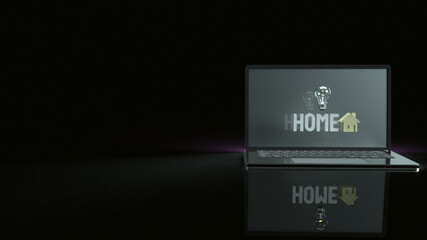 home wood toy and Light bulb  on notebook for property content 3d rendering..