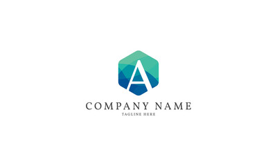 letter A modern hexagon logo template