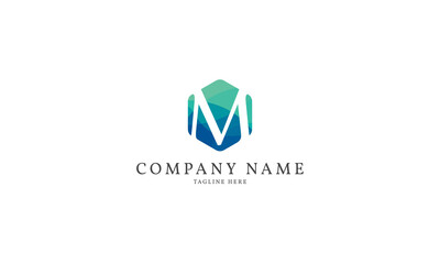 letter M modern hexagon logo template