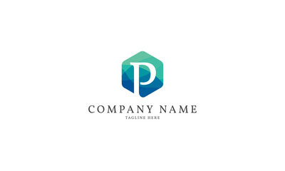letter P modern hexagon logo template