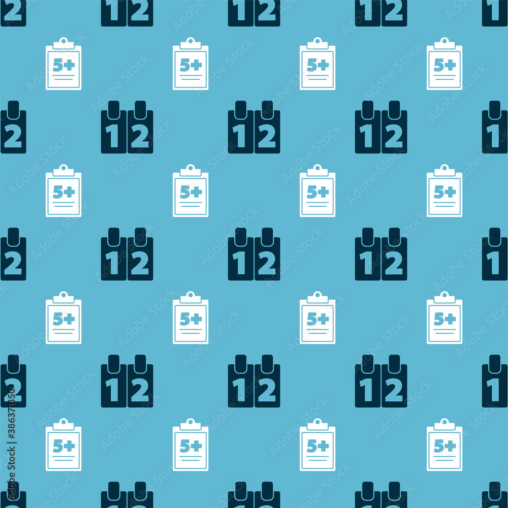 Poster set calendar and test or exam sheet on seamless pattern. vector.