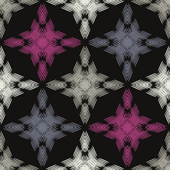 Geometric shapes from points. Digital ornament. Halftone. Seamless pattern. Vector illustration for web design or print.