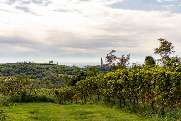 Beautiful view over the hills of the Veneto Region in Italy. It is one of the famous Italian Winemaking Region with small picturesque towns