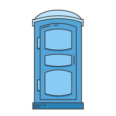 Mobile portable bio toilet icon. Front view. Blue plastic closet WC. Vector iIllustration isolated on white background.