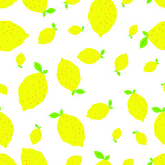 Seamless vector yellow lemons pattern. 10 eps citrus vitamin background for design, fabric, textile, cover, web and wrapping.
