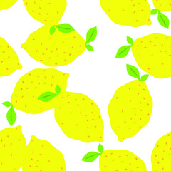 Seamless vector yellow lemons pattern. 10 eps citrus vitamin background for design, fabric, textile, cover, web and wrapping.