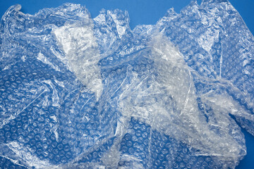 crumpled piece of polyethylene with air bubbles