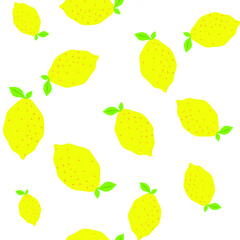 Seamless vector yellow lemons pattern. 10 eps citrus vitamin background for design, fabric, textile, cover, web and wrapping.