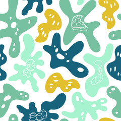 Bacteria pattern. Abstract forms, free shapes colorful background. Contemporary doodle liquid elements vector seamless texture. Illustration bacteria pattern, seamless bacterium