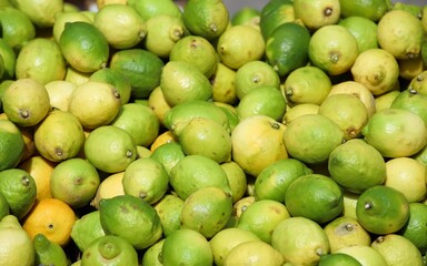 lemons -close-up of fruit and vegetables for sale at the market