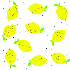 Seamless vector yellow lemons pattern. 10 eps citrus vitamin background for design, fabric, textile, cover, web and wrapping.