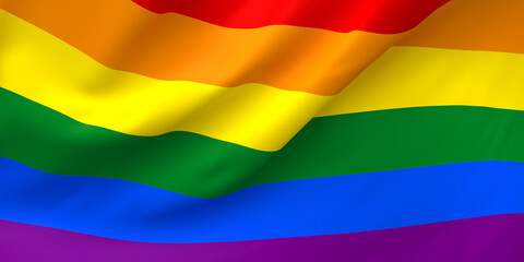 National Fabric Wave Closeup Flag of Rainbow gay pride
